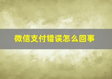 微信支付错误怎么回事