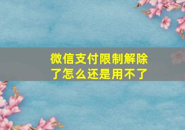 微信支付限制解除了怎么还是用不了