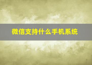 微信支持什么手机系统