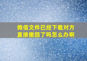 微信文件已经下载对方直接撤回了吗怎么办啊