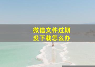 微信文件过期没下载怎么办