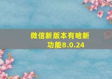 微信新版本有啥新功能8.0.24