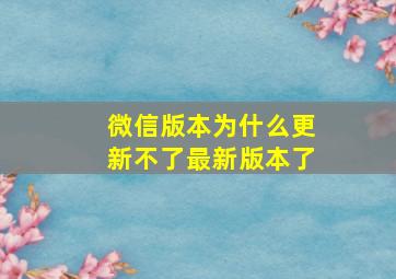 微信版本为什么更新不了最新版本了