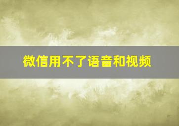 微信用不了语音和视频