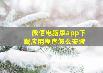 微信电脑版app下载应用程序怎么安装