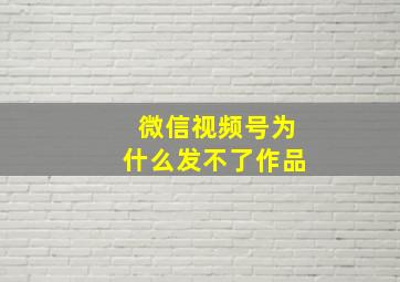 微信视频号为什么发不了作品