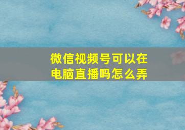 微信视频号可以在电脑直播吗怎么弄