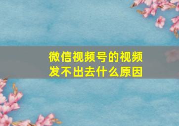 微信视频号的视频发不出去什么原因