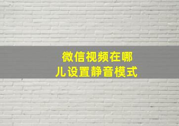 微信视频在哪儿设置静音模式