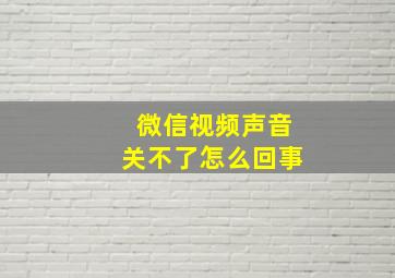 微信视频声音关不了怎么回事