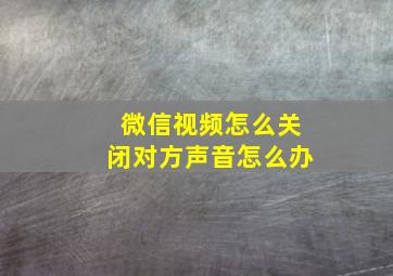 微信视频怎么关闭对方声音怎么办