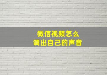 微信视频怎么调出自己的声音