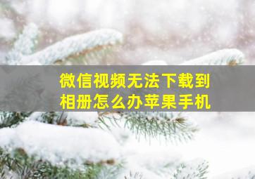 微信视频无法下载到相册怎么办苹果手机