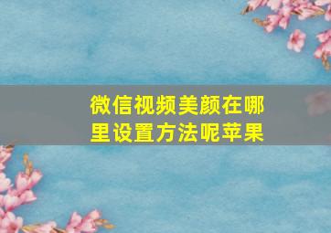 微信视频美颜在哪里设置方法呢苹果