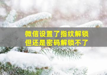 微信设置了指纹解锁但还是密码解锁不了