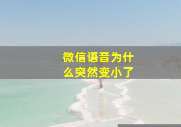 微信语音为什么突然变小了