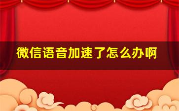 微信语音加速了怎么办啊