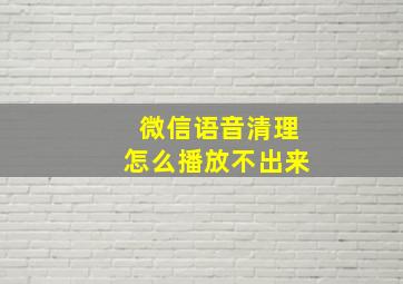 微信语音清理怎么播放不出来