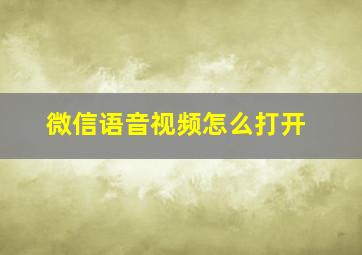 微信语音视频怎么打开