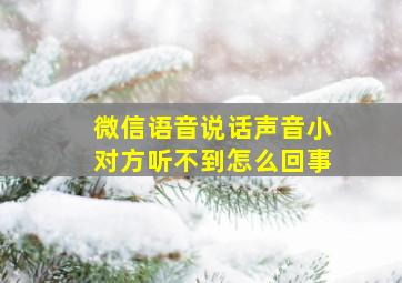 微信语音说话声音小对方听不到怎么回事