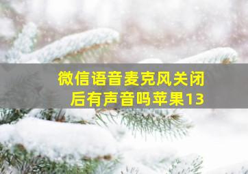 微信语音麦克风关闭后有声音吗苹果13