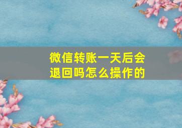 微信转账一天后会退回吗怎么操作的