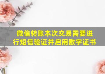 微信转账本次交易需要进行短信验证并启用数字证书