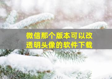 微信那个版本可以改透明头像的软件下载