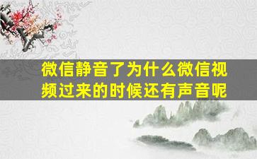 微信静音了为什么微信视频过来的时候还有声音呢