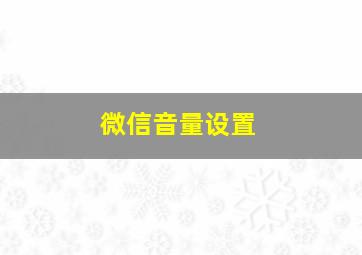 微信音量设置