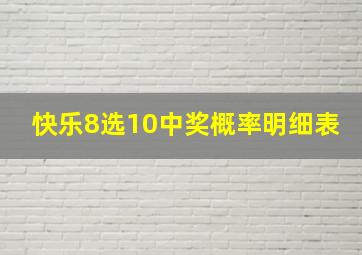 快乐8选10中奖概率明细表