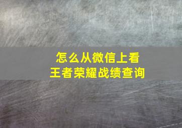 怎么从微信上看王者荣耀战绩查询