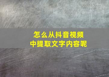 怎么从抖音视频中提取文字内容呢