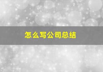 怎么写公司总结