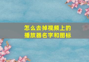 怎么去掉视频上的播放器名字和图标