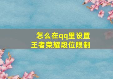 怎么在qq里设置王者荣耀段位限制