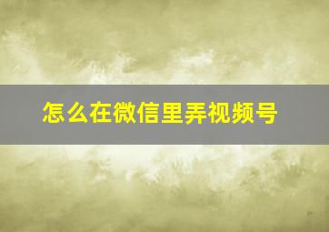 怎么在微信里弄视频号