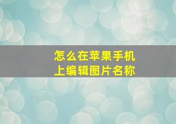 怎么在苹果手机上编辑图片名称