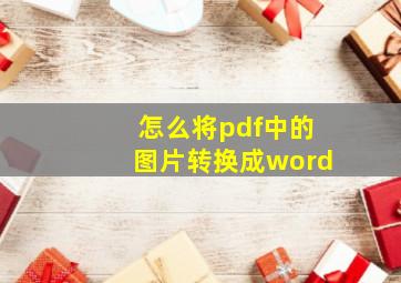 怎么将pdf中的图片转换成word