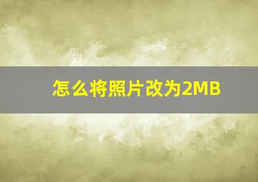 怎么将照片改为2MB