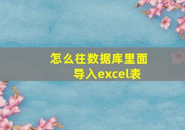 怎么往数据库里面导入excel表