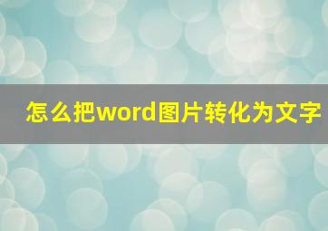 怎么把word图片转化为文字