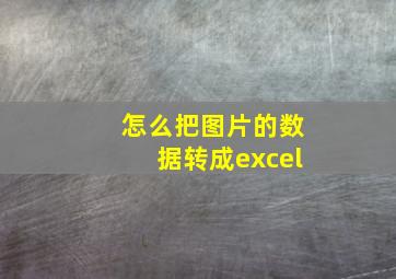 怎么把图片的数据转成excel