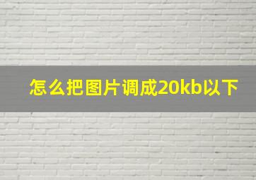 怎么把图片调成20kb以下