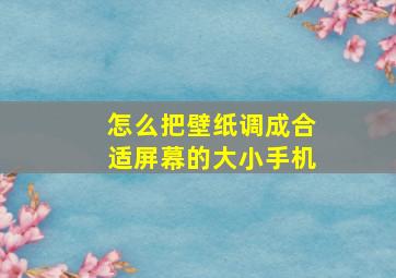 怎么把壁纸调成合适屏幕的大小手机