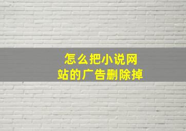 怎么把小说网站的广告删除掉