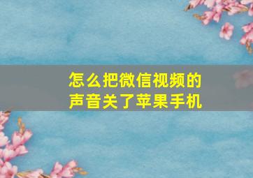 怎么把微信视频的声音关了苹果手机