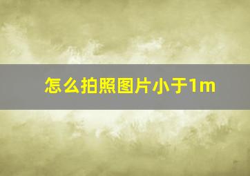 怎么拍照图片小于1m