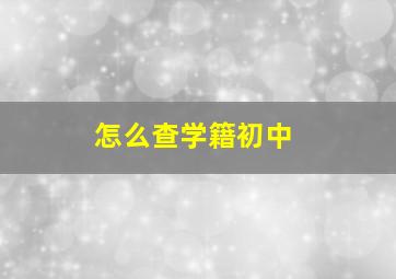 怎么查学籍初中