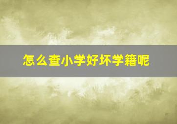 怎么查小学好坏学籍呢